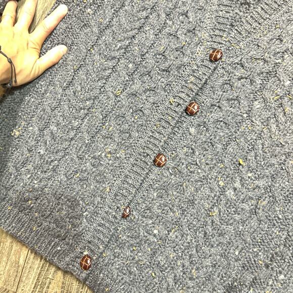 VTG LL Bean Aran Ireland Cardigan Sweater women’s Fisherman Wool Cable Knit S - Picture 3 of 6